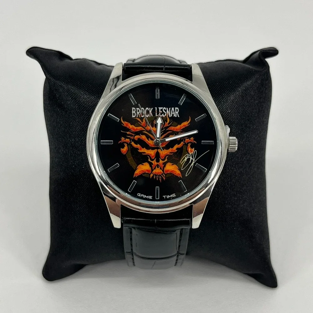 WWE Brock Lesnar Watch Men's Size Black Leather Band Game Time New